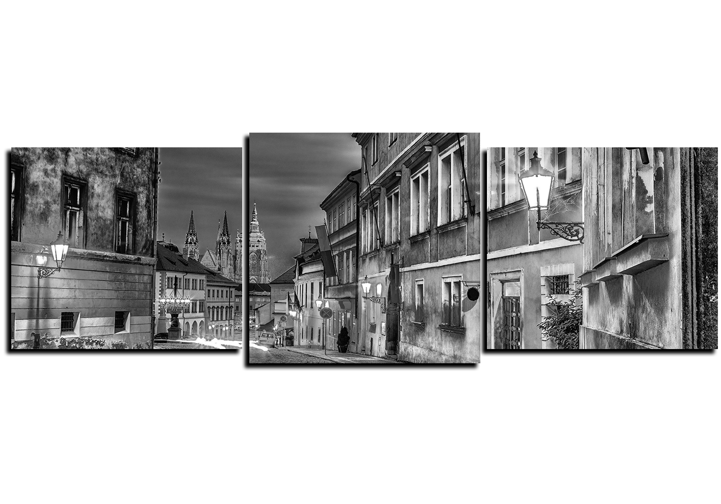 Obraz na plátně - Magické noční staré město - panoráma Obraz na plátně - Magické noční staré město - panoráma